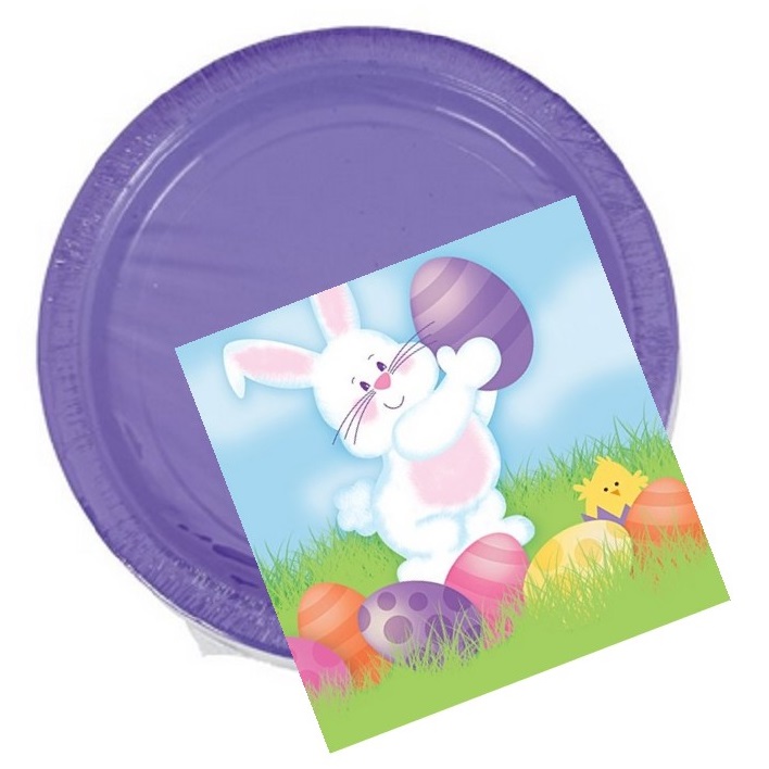 Easter Paper Plates & Napkins Eggciting Easter
